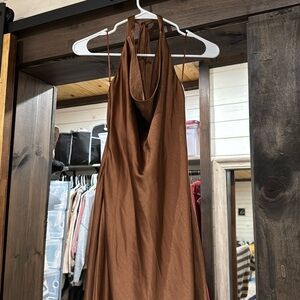 Cooper Brown tie neck formal dressss